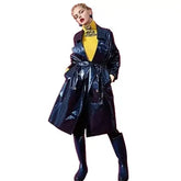 Reflective PU Leather Trench Coat